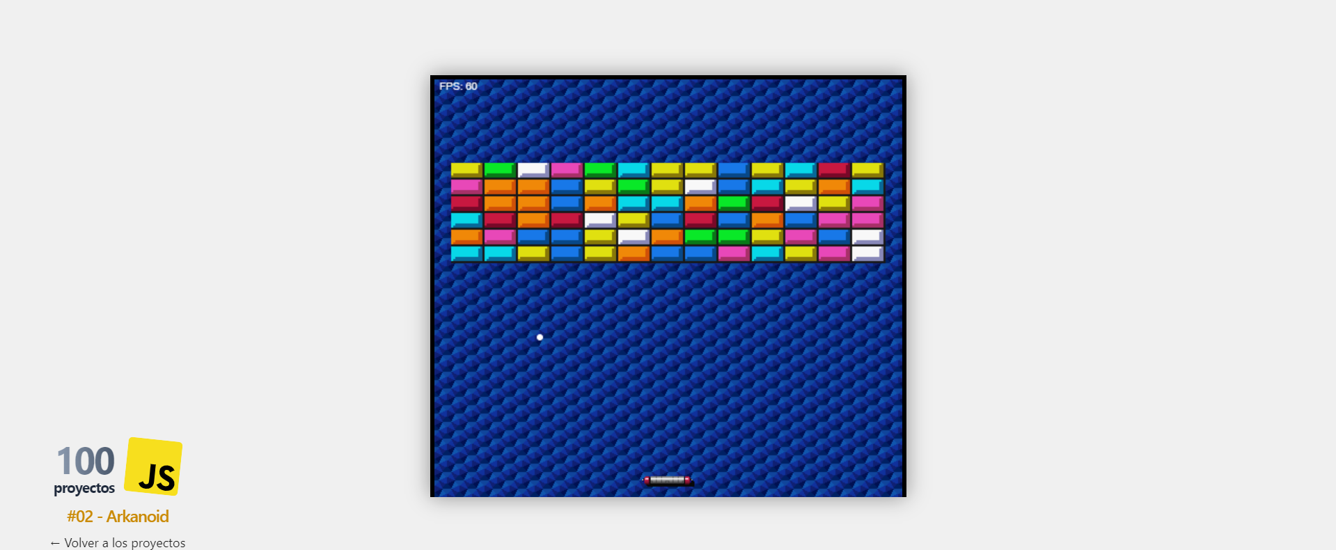Captura de pantalla del proyecto Arkanoid