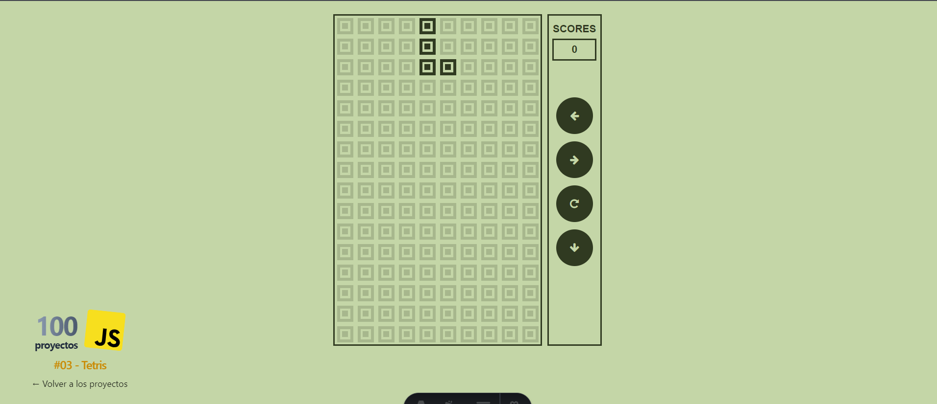 Captura de pantalla del proyecto Tetris