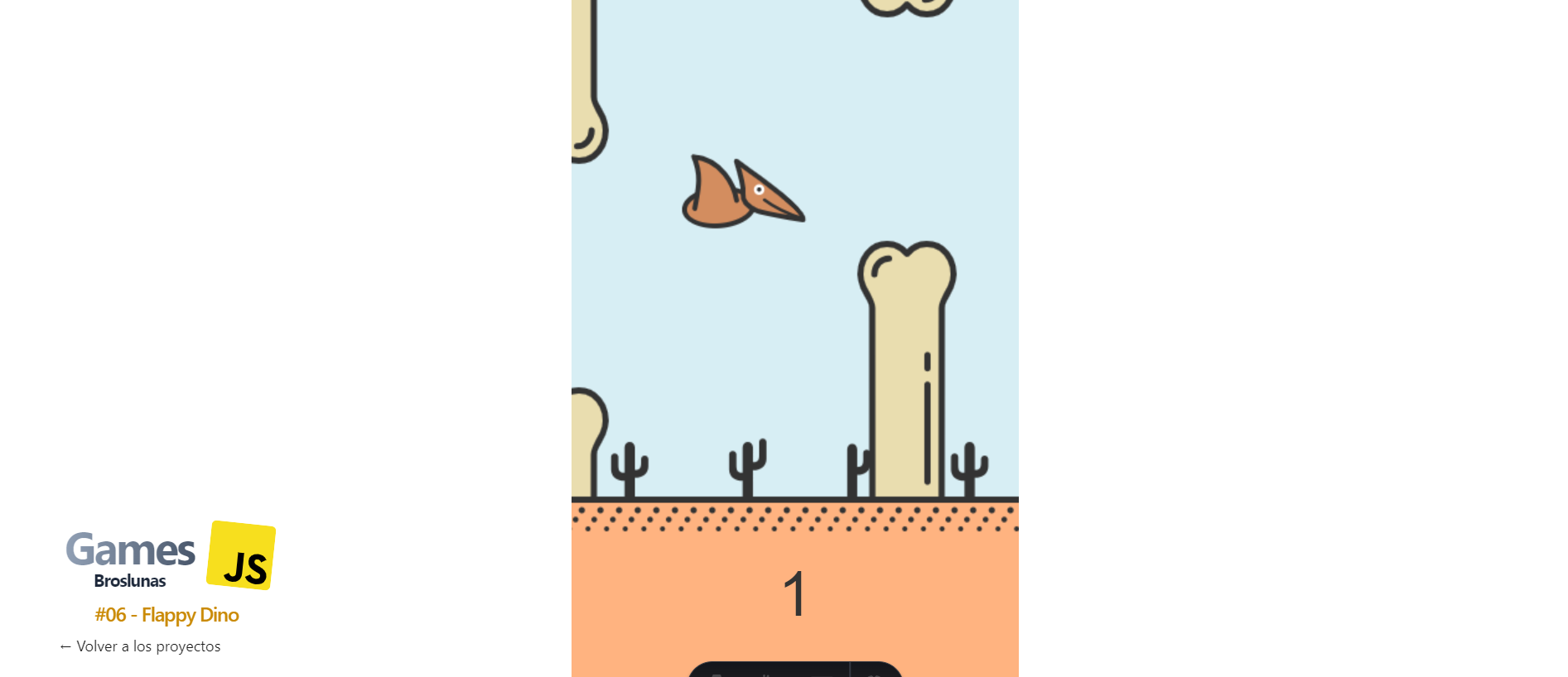 Captura de pantalla del proyecto Flappy Dino