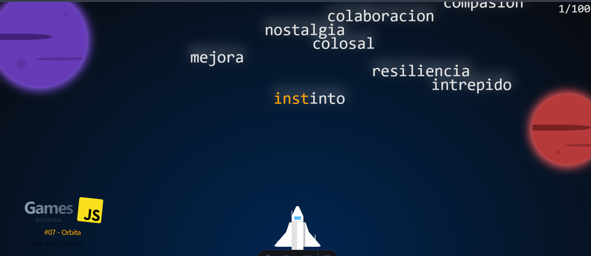 Captura de pantalla del proyecto Orbita